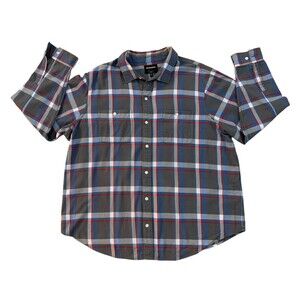 Bonobos Men's size 2XL Gray/Blue/Red Prominent Fit Warm Flannel Plaid Shirt